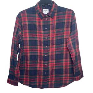 American Eagle Vintage Mens Plaid Long Sleeve Flannel Button Down Shirt Size M